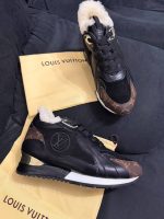 LV style black fur boots